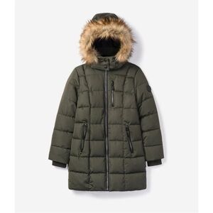 Noize Kids Hannah Olive Green Outerwear Faux Fur Puffer Parka Jacket Size 12